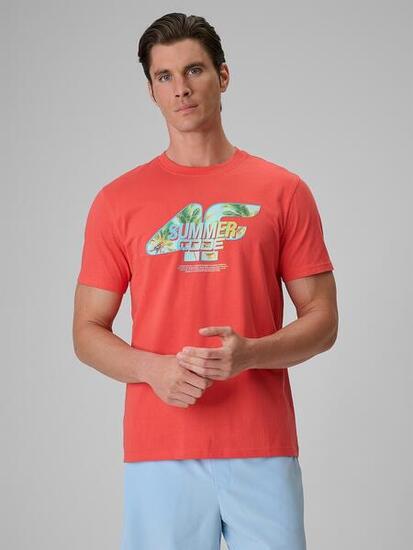 T-shirt regular z nadrukiem męski 4F 4FRSS26TTSHM4305