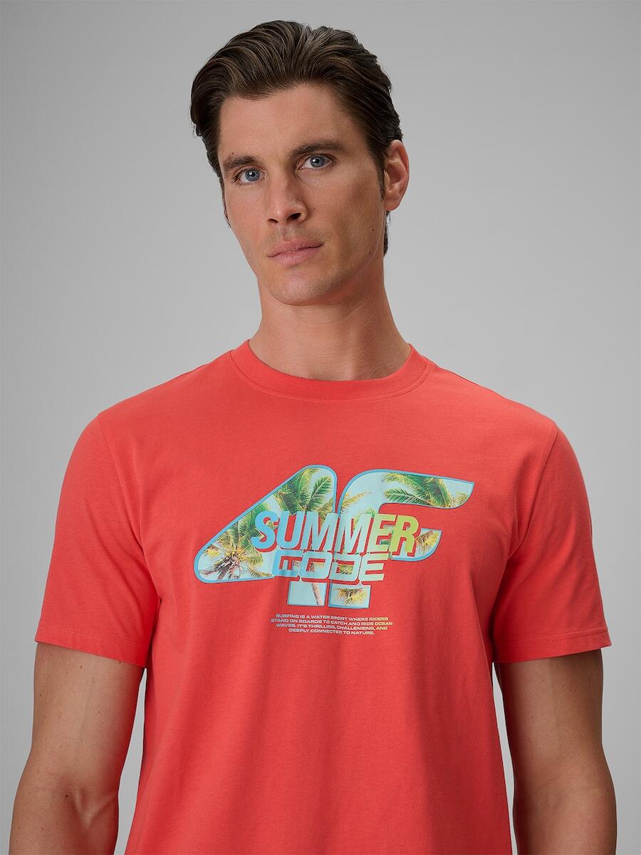 T-shirt regular z nadrukiem męski 4F 4FRSS26TTSHM4305 4/7