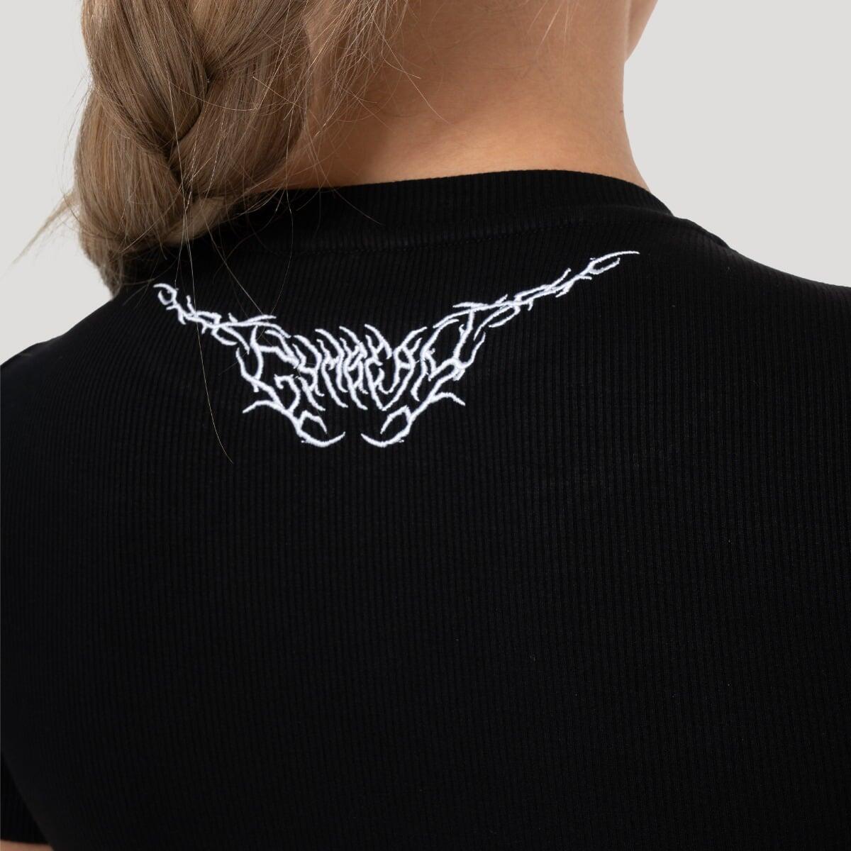 Koszulka damska fitness slim czarna Tribal Ribbed 5/6
