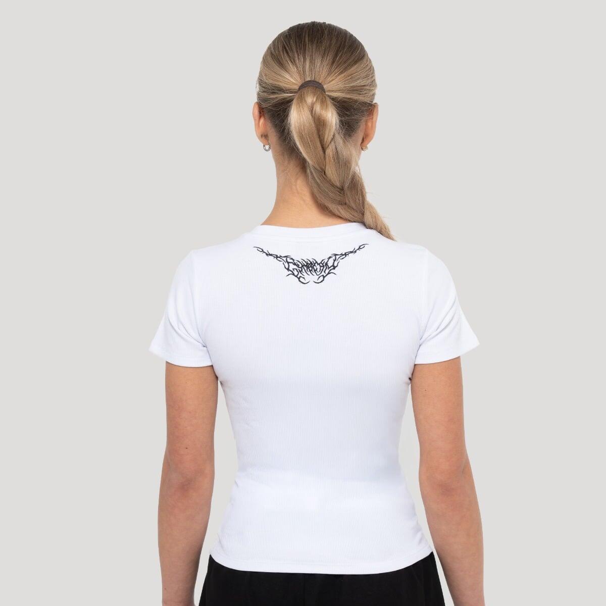 Koszulka damska fitness slim biała Tribal Ribbed 4/6