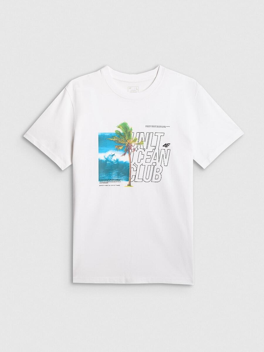 T-shirt regular z nadrukiem męski 4F 4FRSS26TTSHM4303 5/7