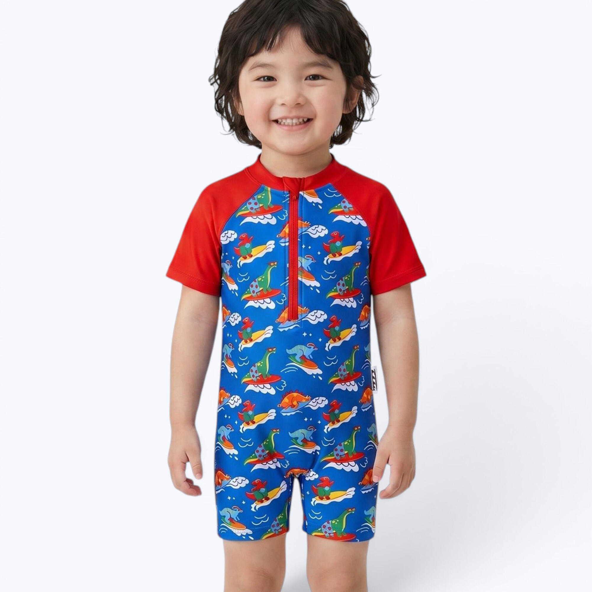 Bébé/Garçon, Maillot de Bain Manches Courtes, UPF 50+, Surf Dinos 1/6