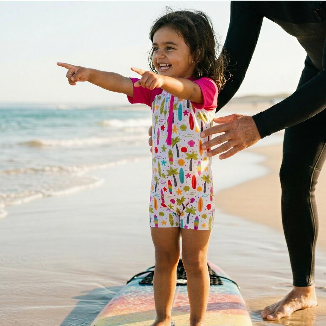 Bébé/Fille, Maillot de Bain Manches Courtes, UPF 50+, Palms & Boards 6/6