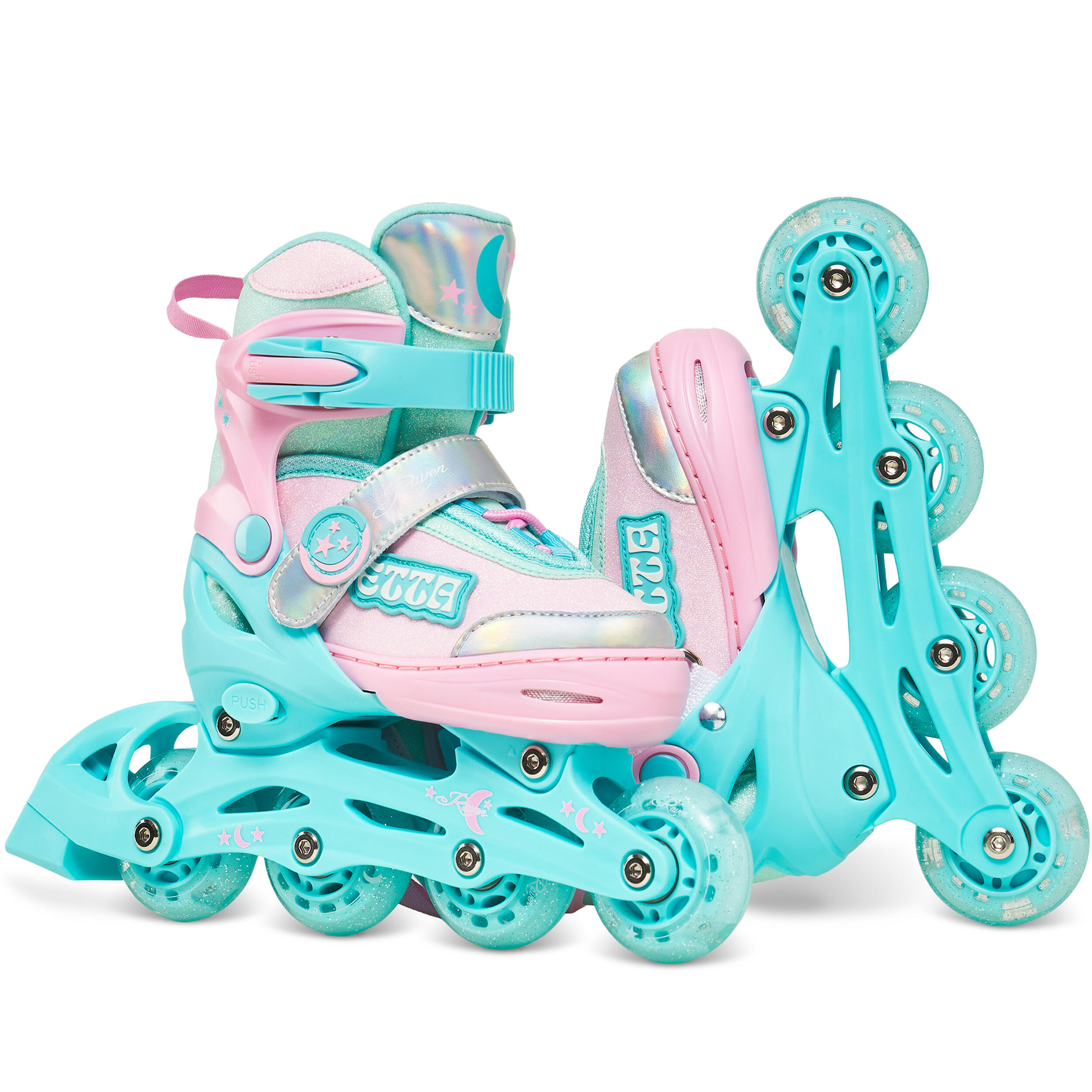 Patines ajustables 3en1 Ruedas Etta Menta/Rosa 2/6