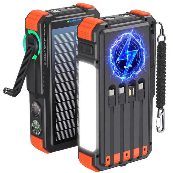 POWERBANK ŁADOWARKA SOLAR 20000mAh ŁADOWARKA INDUKCJA LATARKA DYNAMO KORBKA