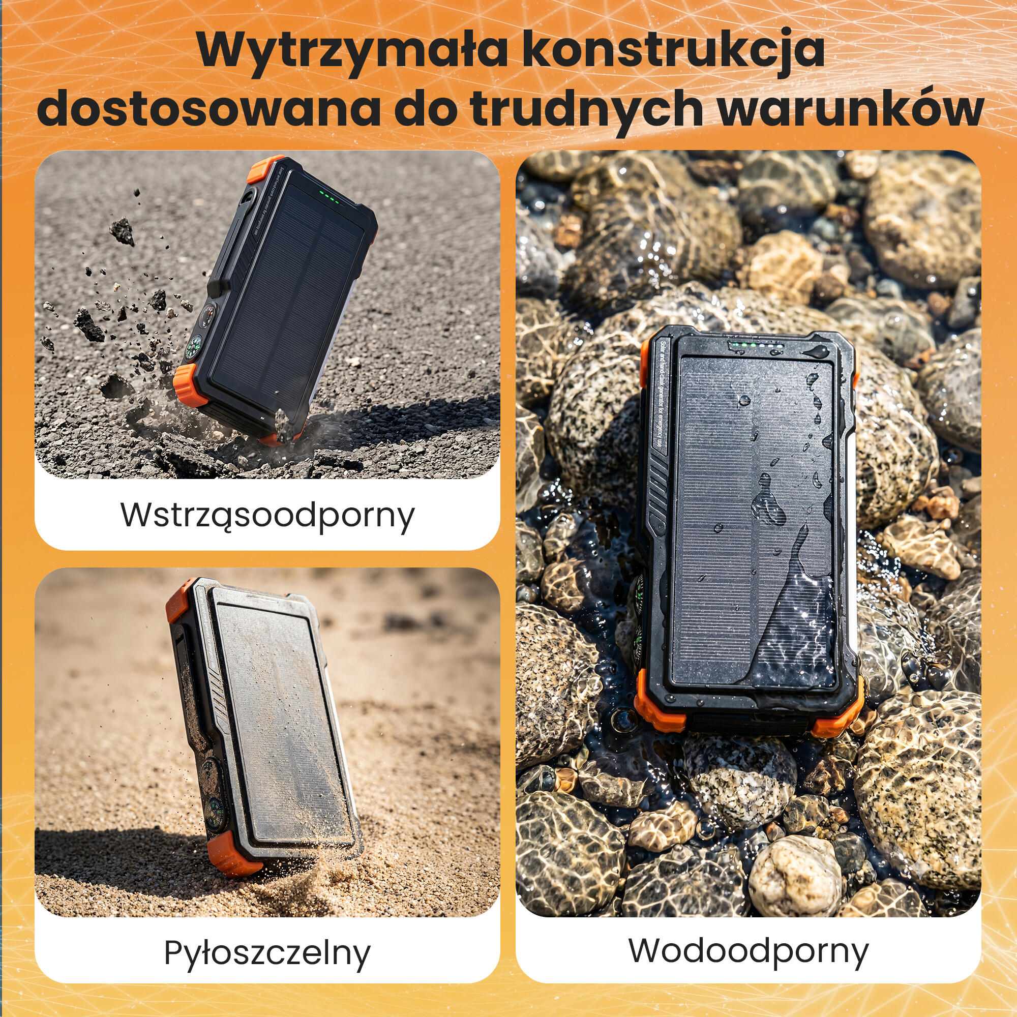 POWERBANK ŁADOWARKA SOLAR 20000mAh ŁADOWARKA INDUKCJA LATARKA DYNAMO KORBKA 3/7