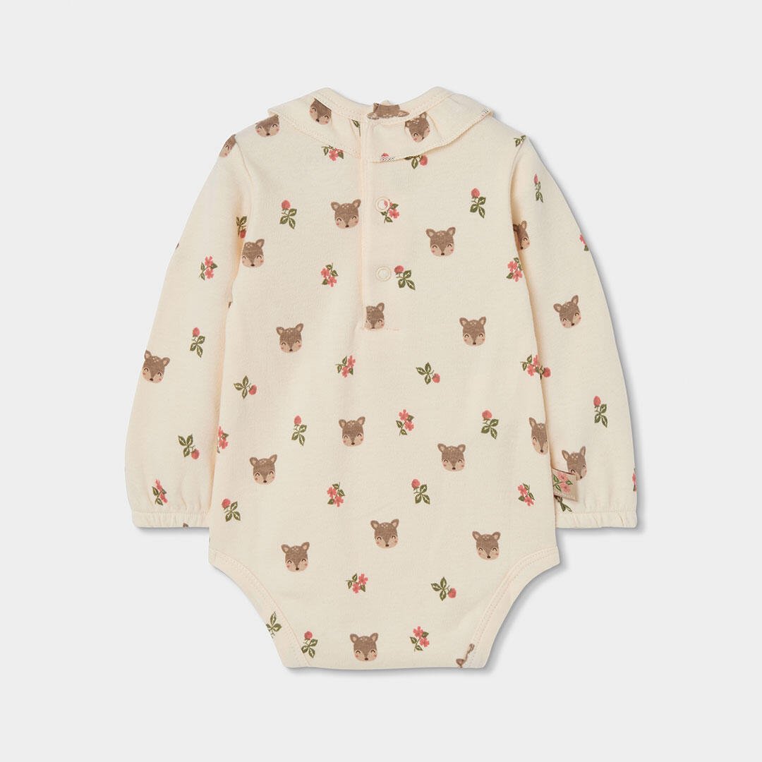 Conjunto punto bebé niña beige bordado de ciervo 5/7