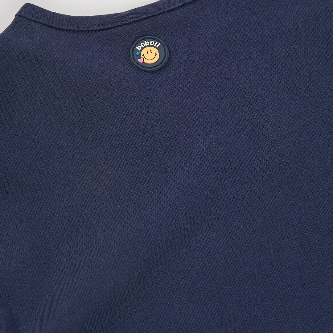 Camiseta punto niña azul marino estampada letras 4/4