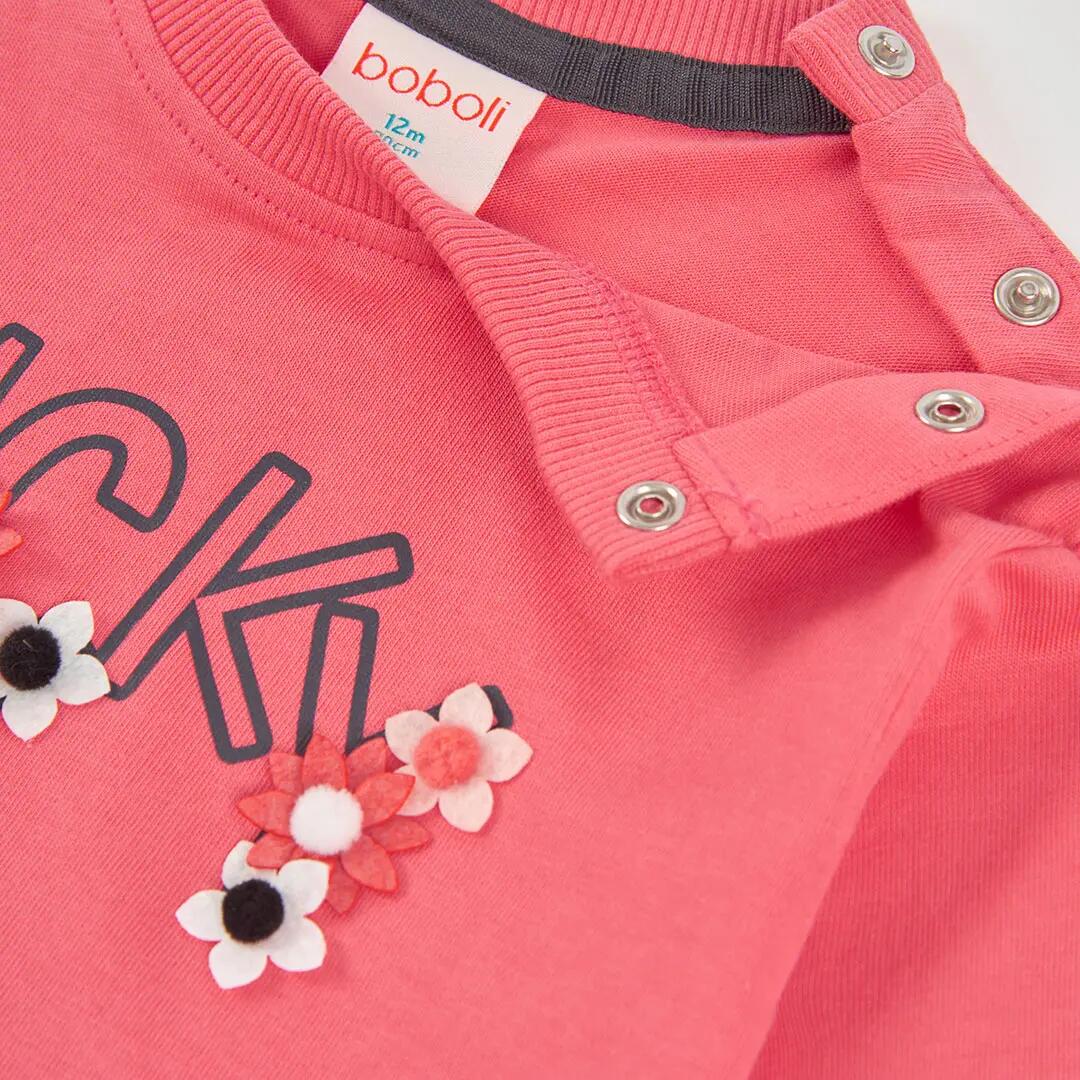Camiseta punto niña fresa estampado flores 3/4