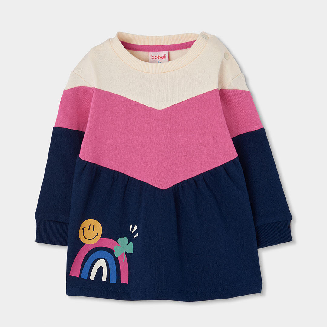 Conjunto punto niña azul marino estampado arcoíris 3/7