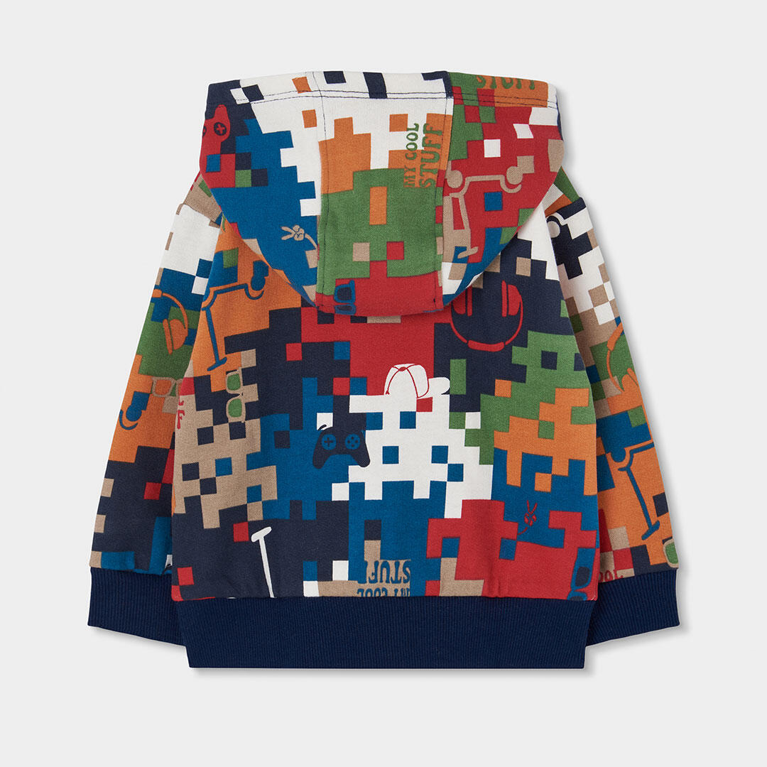 Chaqueta felpa niño estampado píxeles multicolor 2/4