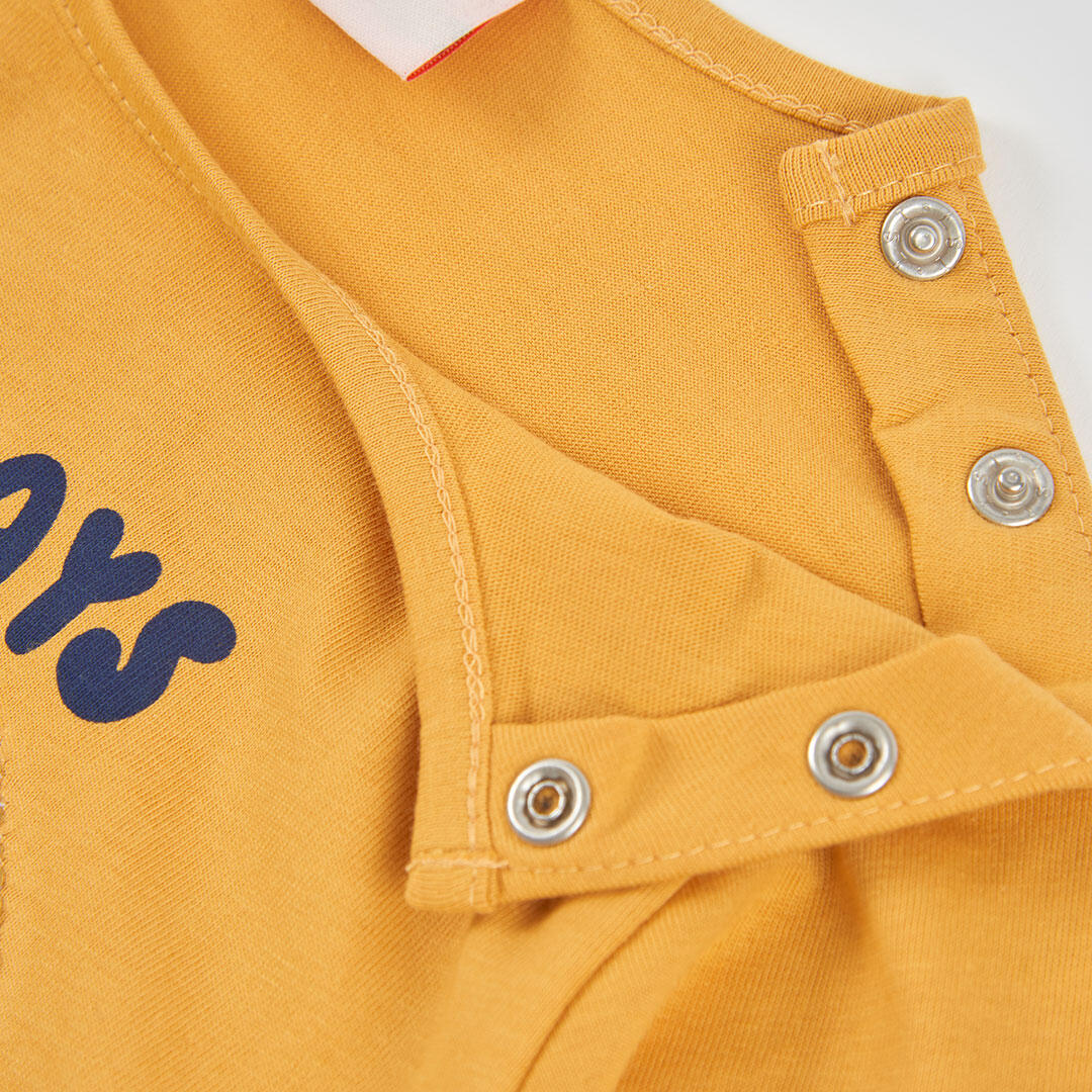 Camiseta punto niña amarilla con lentejuelas smiley 3/4