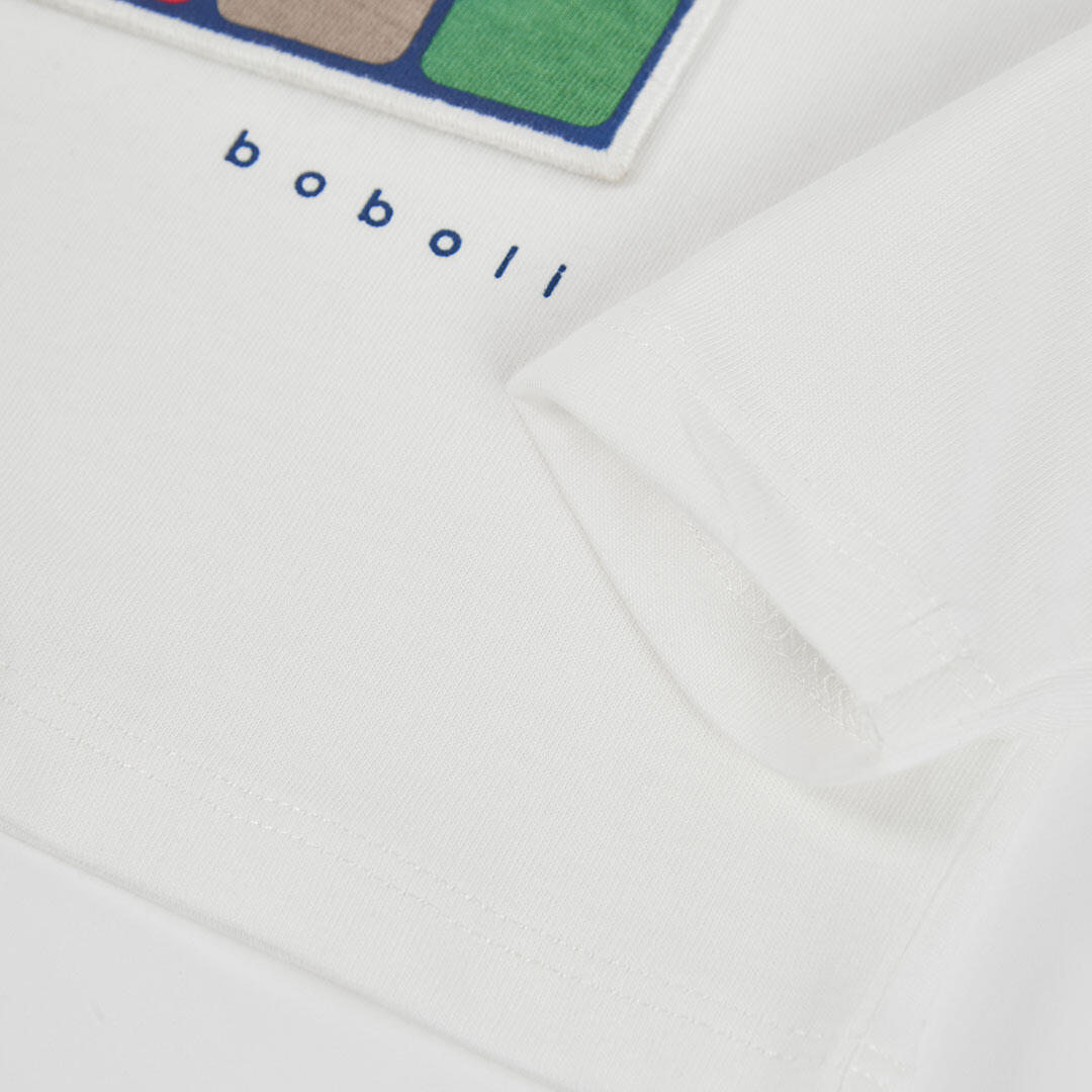 Camiseta punto niño blanca estampado cubo Rubik 4/4