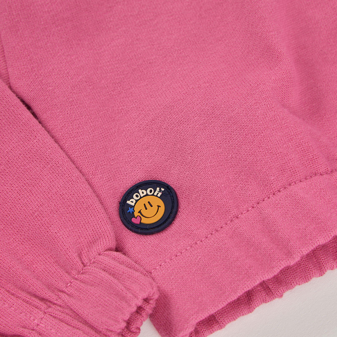 Sudadera felpa niña fucsia con capucha estampada 4/4