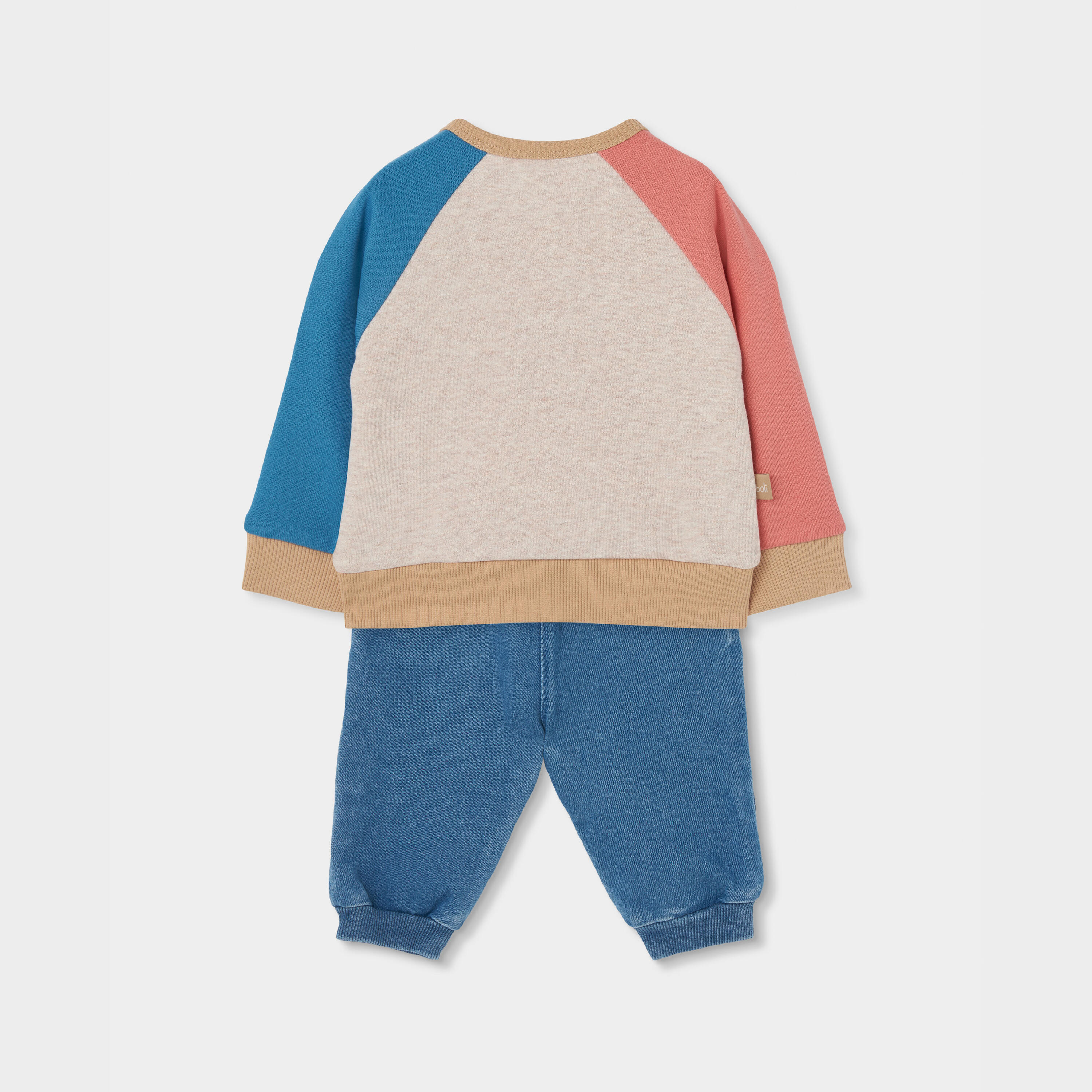 Conjunto punto bebé niño blanco bordado de oso 2/7