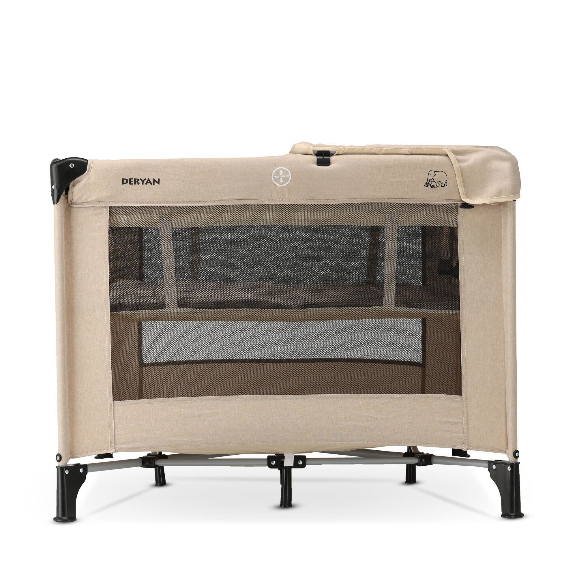 Parc Bébé - Parc Pliable - Avec Matelas à Langer - 100x100 cm - Nougat 2/7