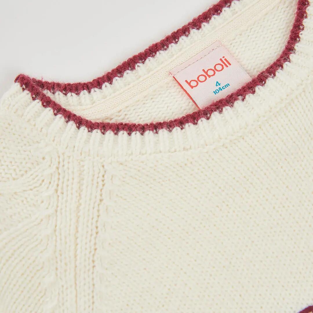 Jersey niño blanco con bordado de letras 3/4