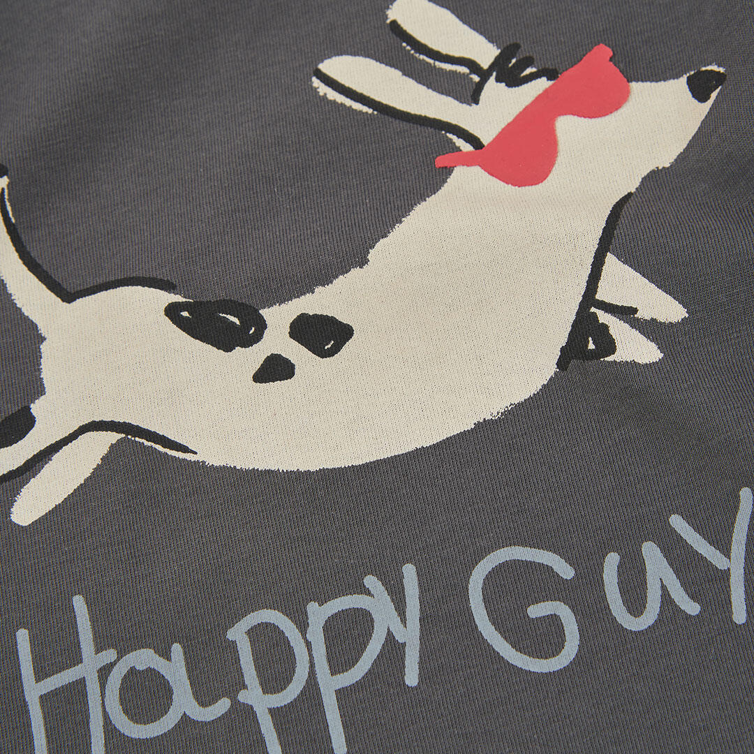 Camiseta punto niño gris estampado conejo 3/4