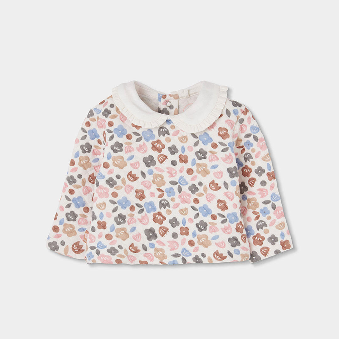 Conjunto punto bebé niña estampado flores rosa 3/7