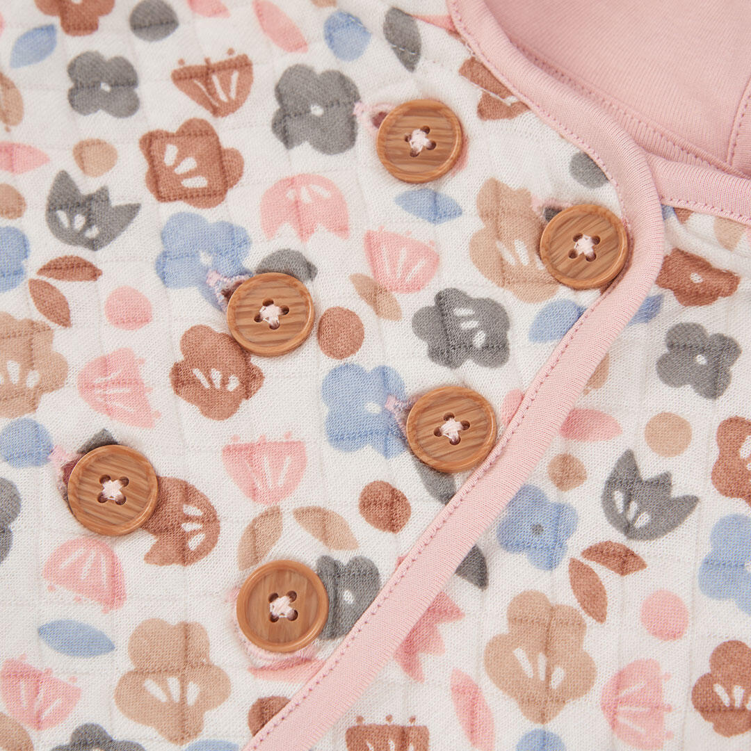 Chaqueta punto bebé rosa reversible estampado flores 7/7
