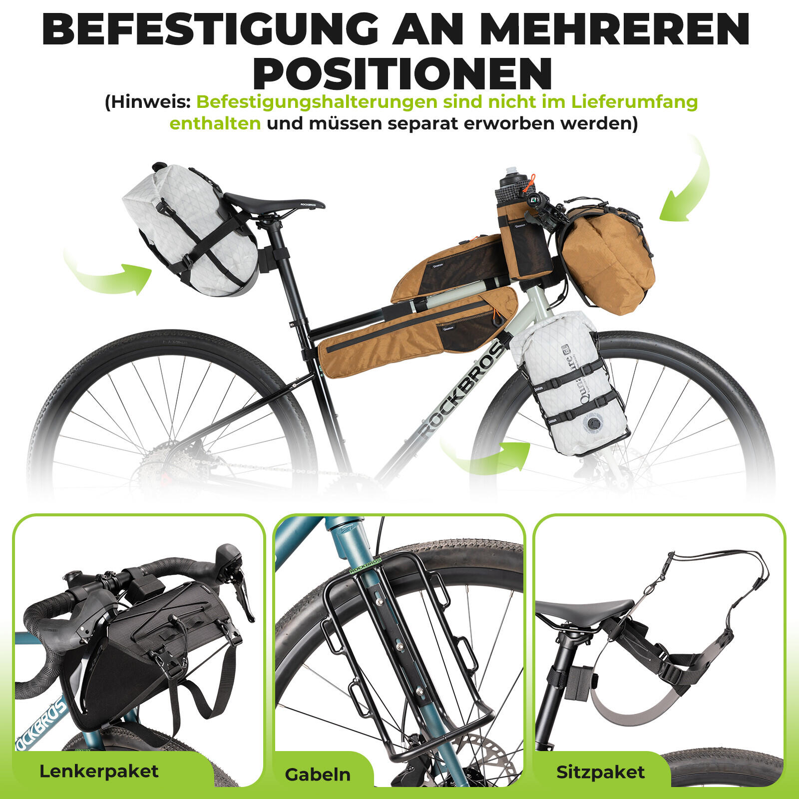 Qunature Fahrradtasche 100% Wasserdicht Lenkertasche 2/7