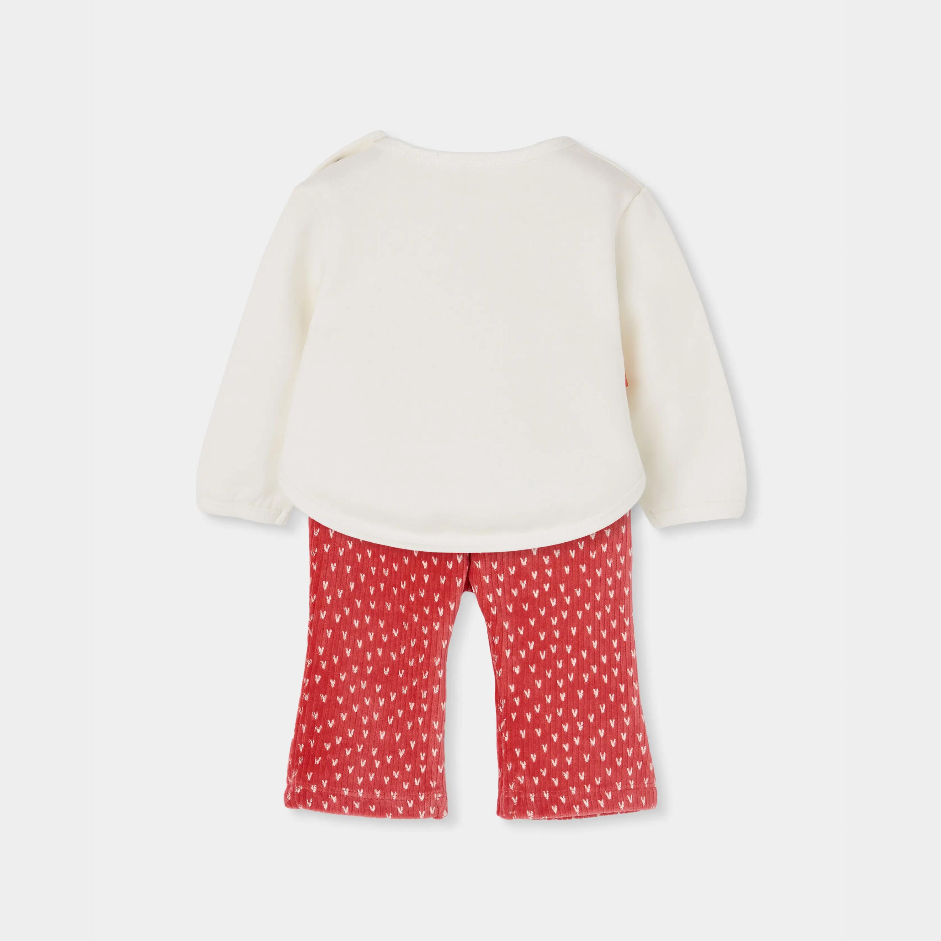 Conjunto punto bebé niña blanco estampado bosque 2/7