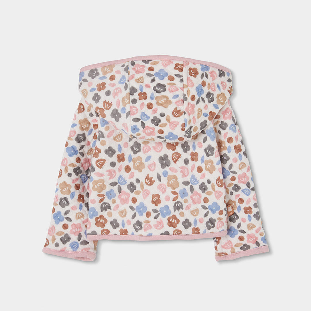 Chaqueta punto bebé rosa reversible estampado flores 5/7