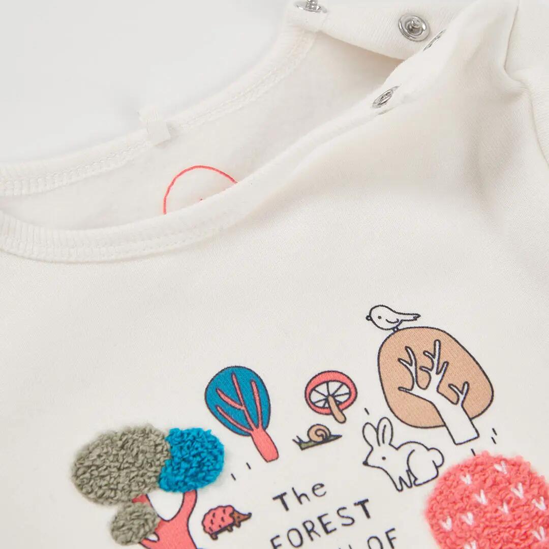 Conjunto punto bebé niña blanco estampado bosque 7/7