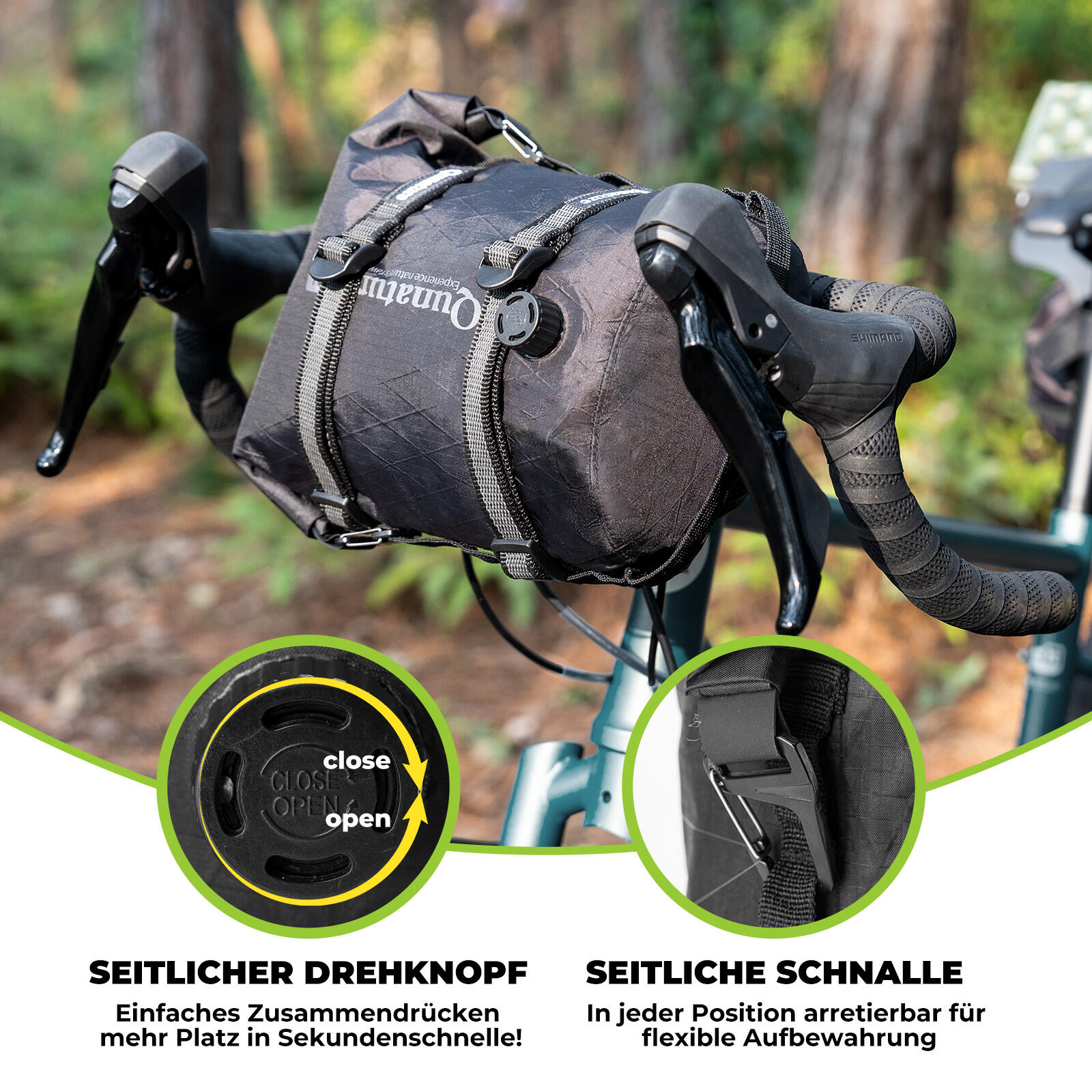 Qunature Fahrradtasche 100% Wasserdicht Lenkertasche 6/7