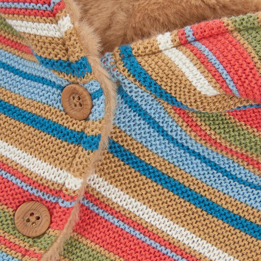 Chaqueta punto bebé marrón reversible a rayas 7/7