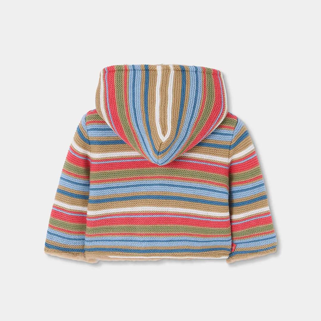 Chaqueta punto bebé marrón reversible a rayas 5/7