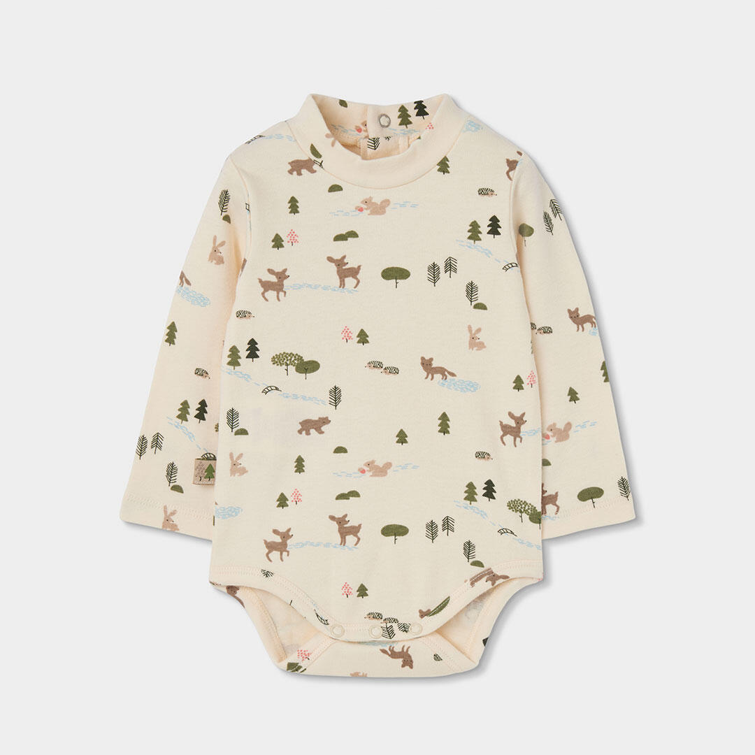 Conjunto punto bebé niño beige estampado bosque 3/7