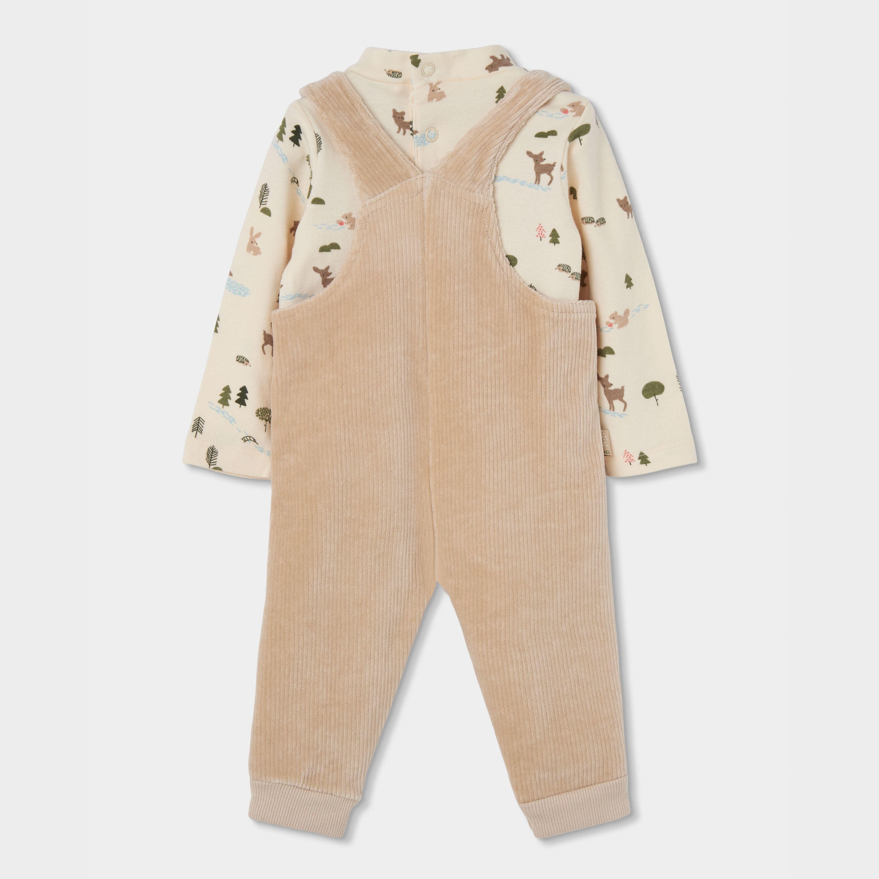 Conjunto punto bebé niño beige estampado bosque 2/7