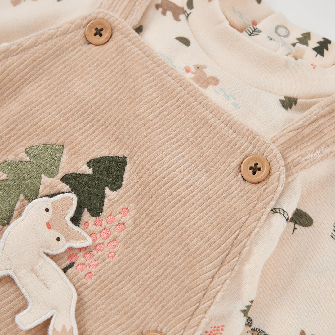 Conjunto punto bebé niño beige estampado bosque 7/7