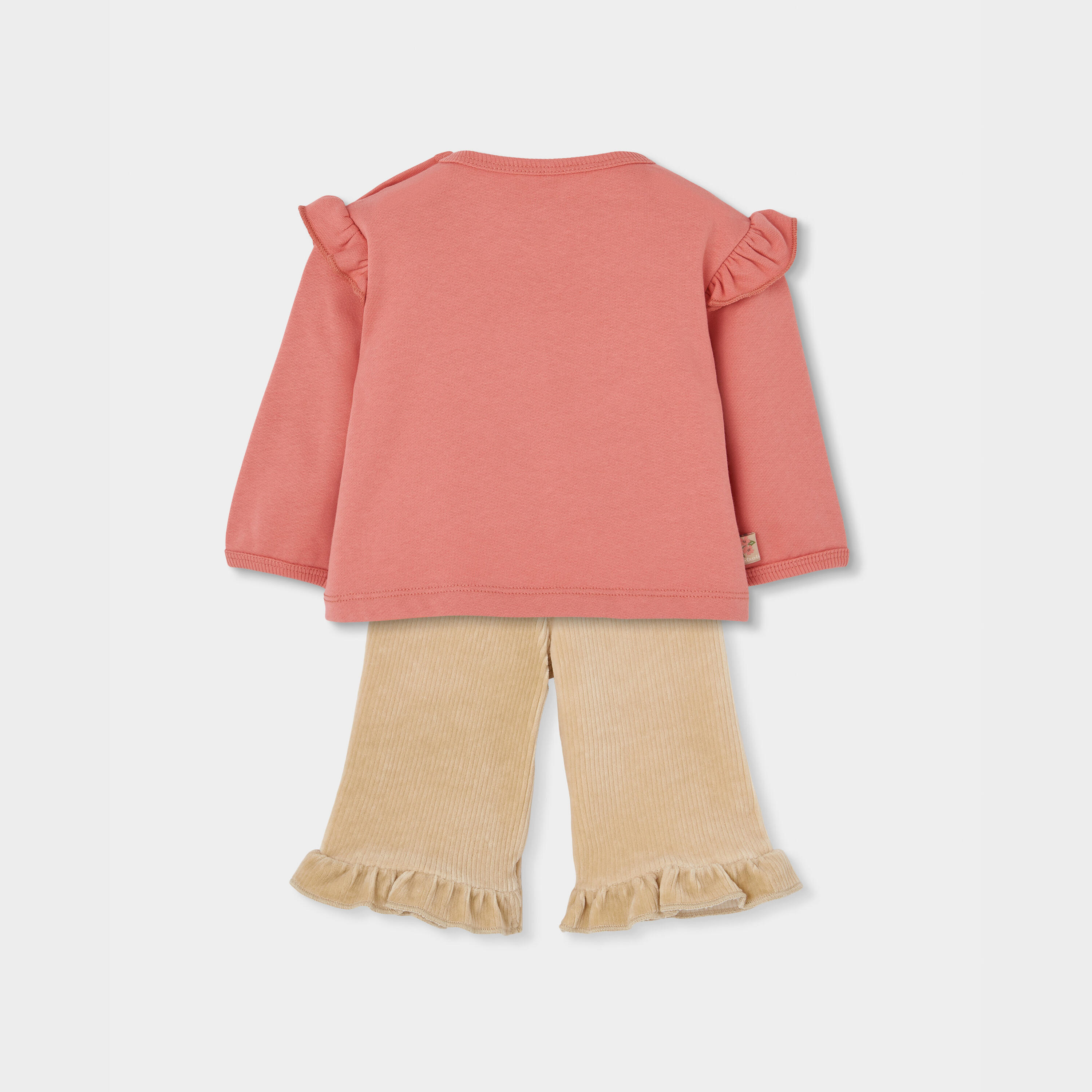 Conjunto punto bebé niña rosa bordado de zorros 2/7