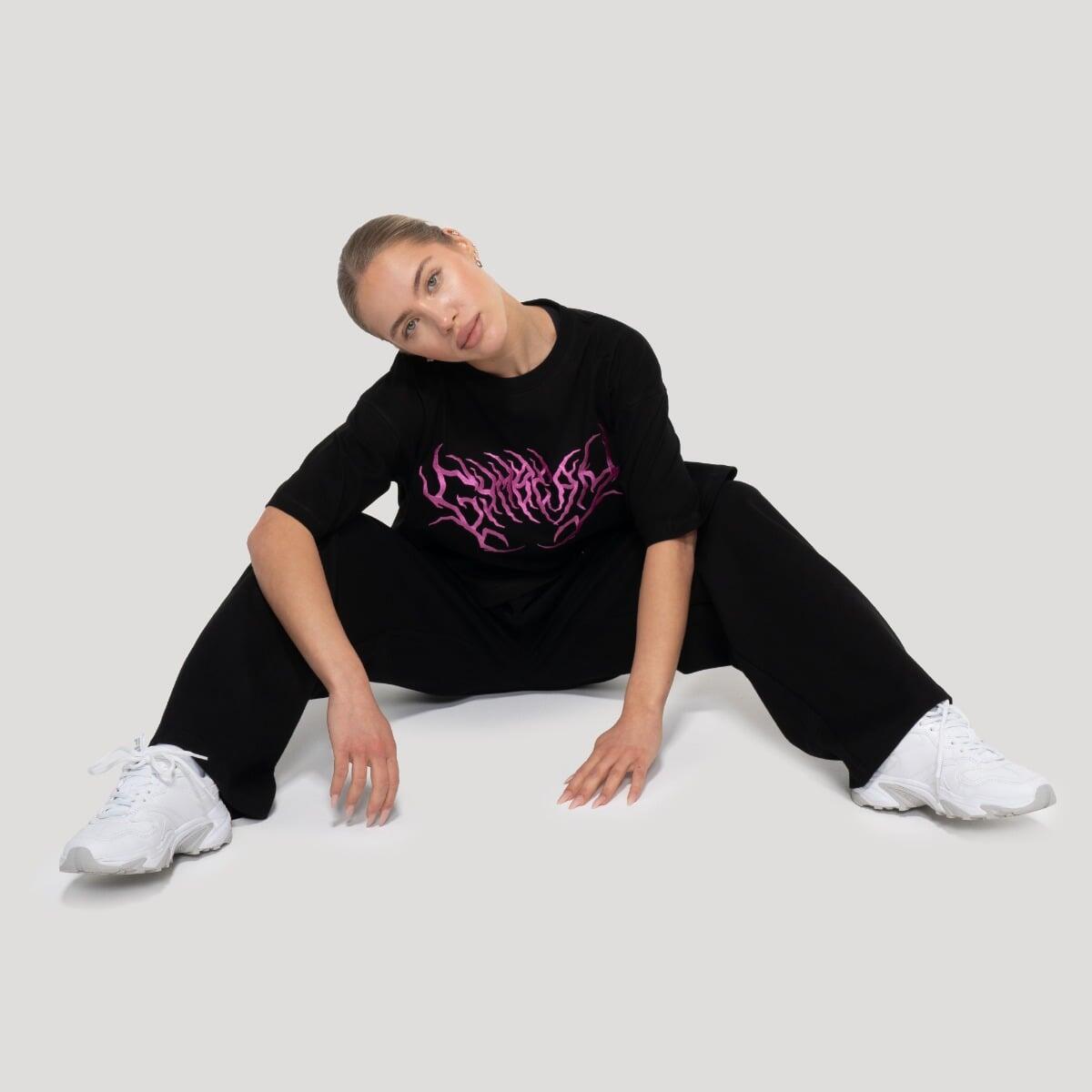 Spodnie damskie fitness oversize czarne Thorn 5/7