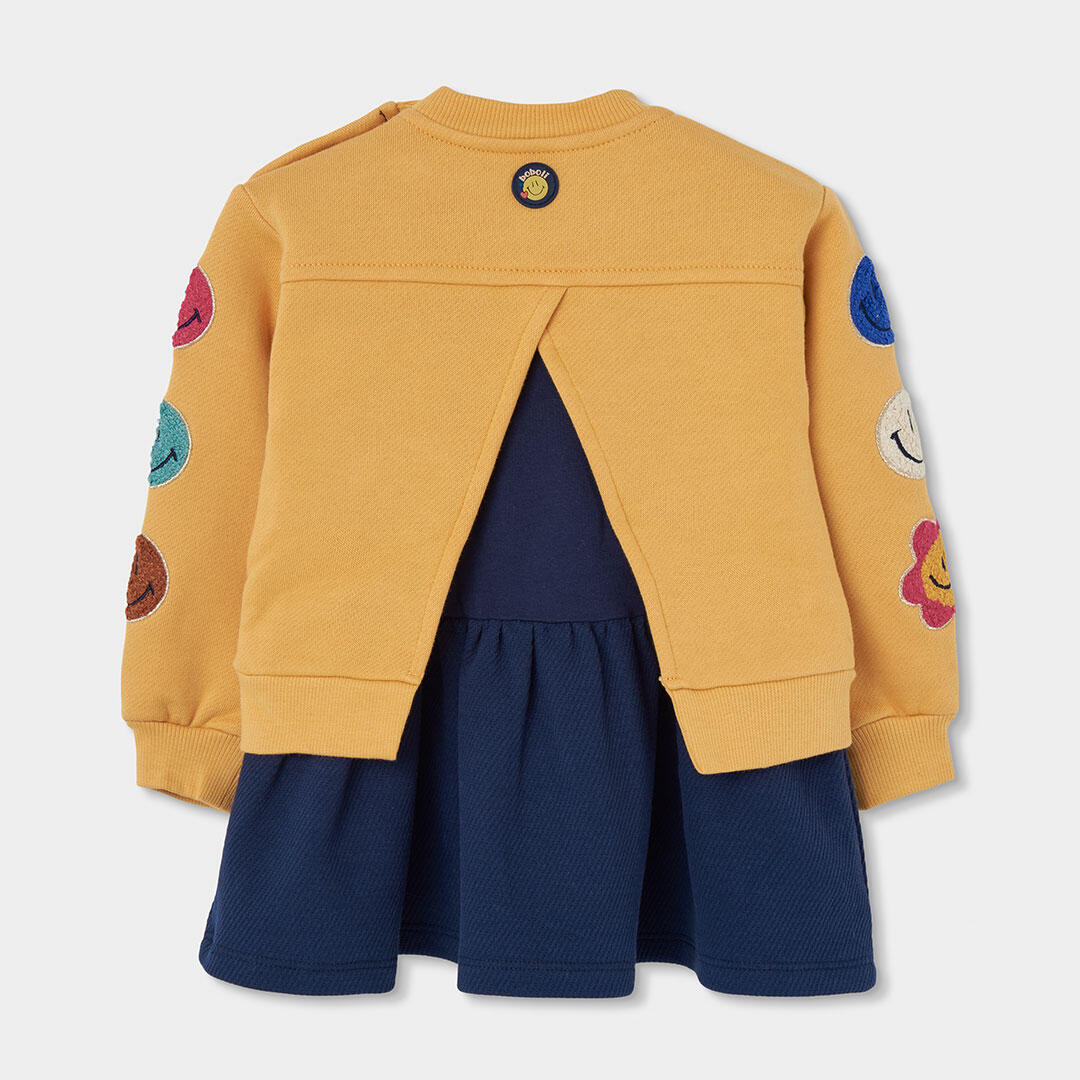 Vestido felpa amarillo con parches de emoticonos 2/4