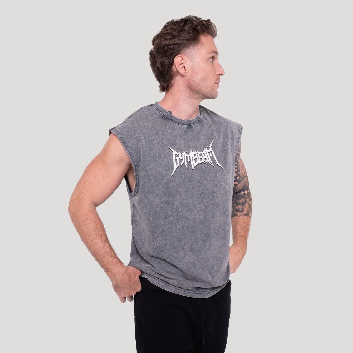 Tank top męski fitness bez rękawów szary Spike 2/6