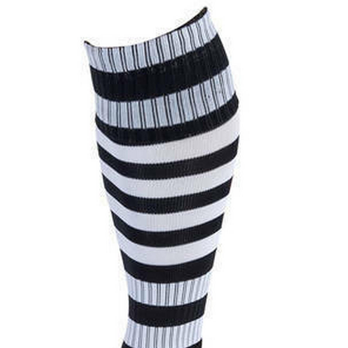 Unisex Pro Geringelte Fußballsocken für Erwachsene Damen und Herren Schwarz/Weiß 2/2