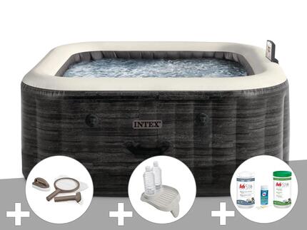 Kit spa gonflable PureSpa Ardoise carré Bulles 4 places + Kit d'entretien +
