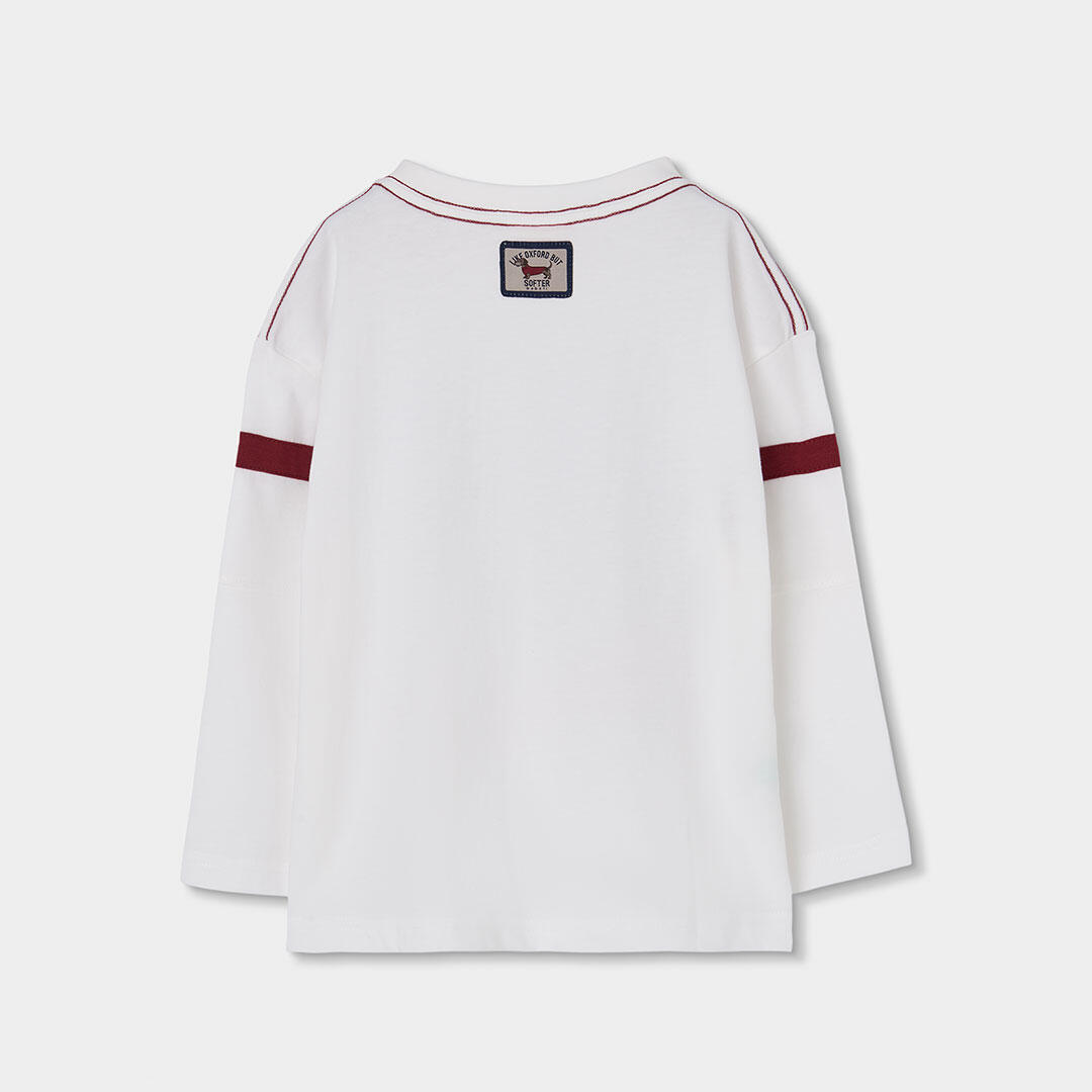 Camiseta punto niño blanca estampado de perro 2/4