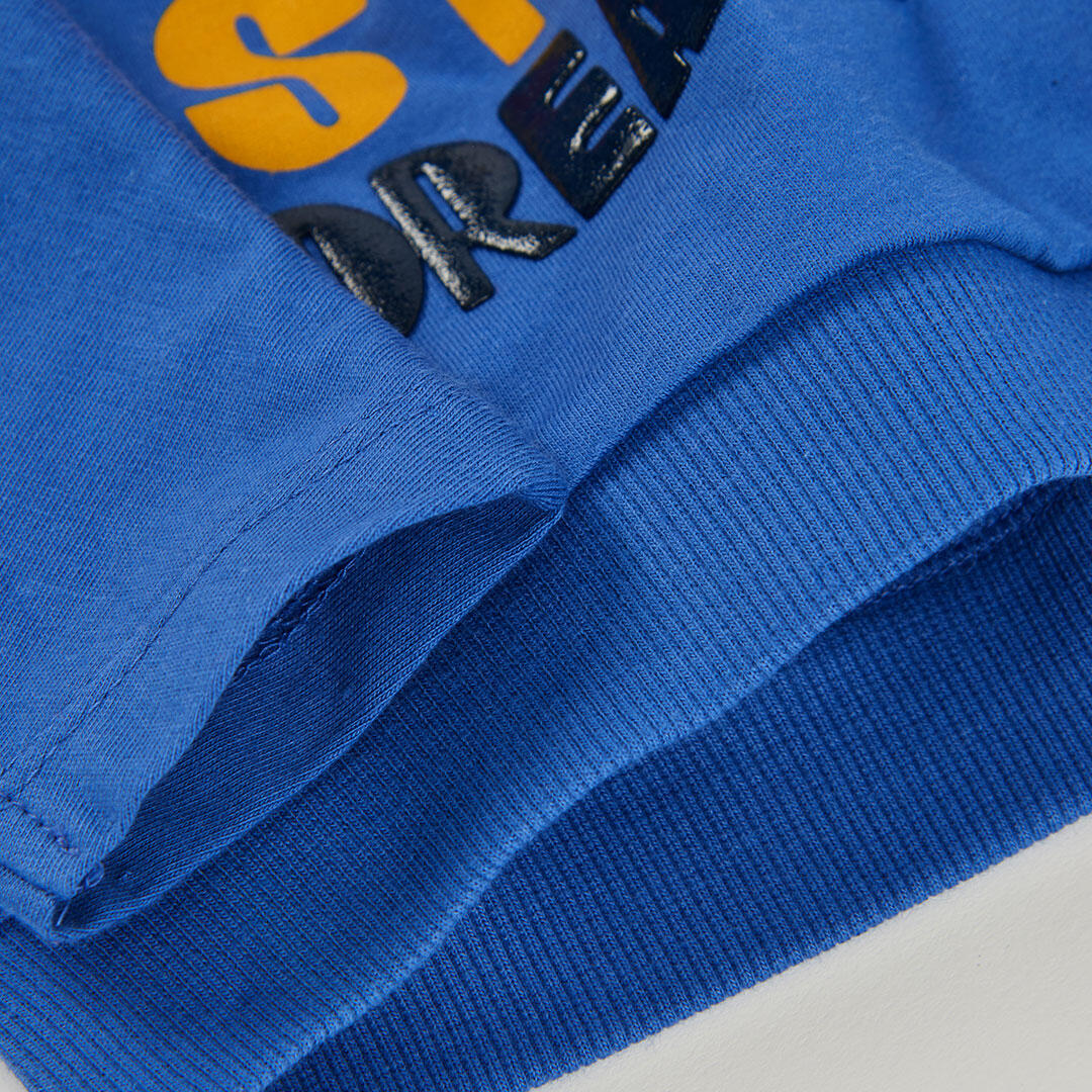 Camiseta punto niña azul estampado arcoíris 4/4