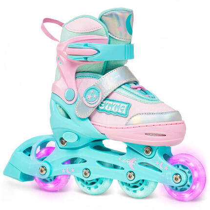 Patines ajustables Ruedas luminosas Etta Menta/Rosa