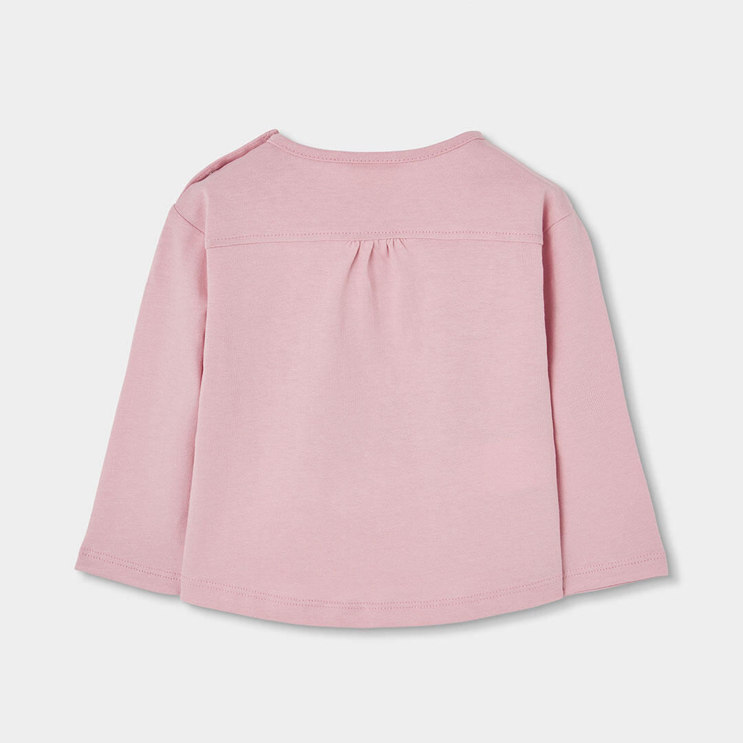 Camiseta punto niña rosa estampado flores 2/4