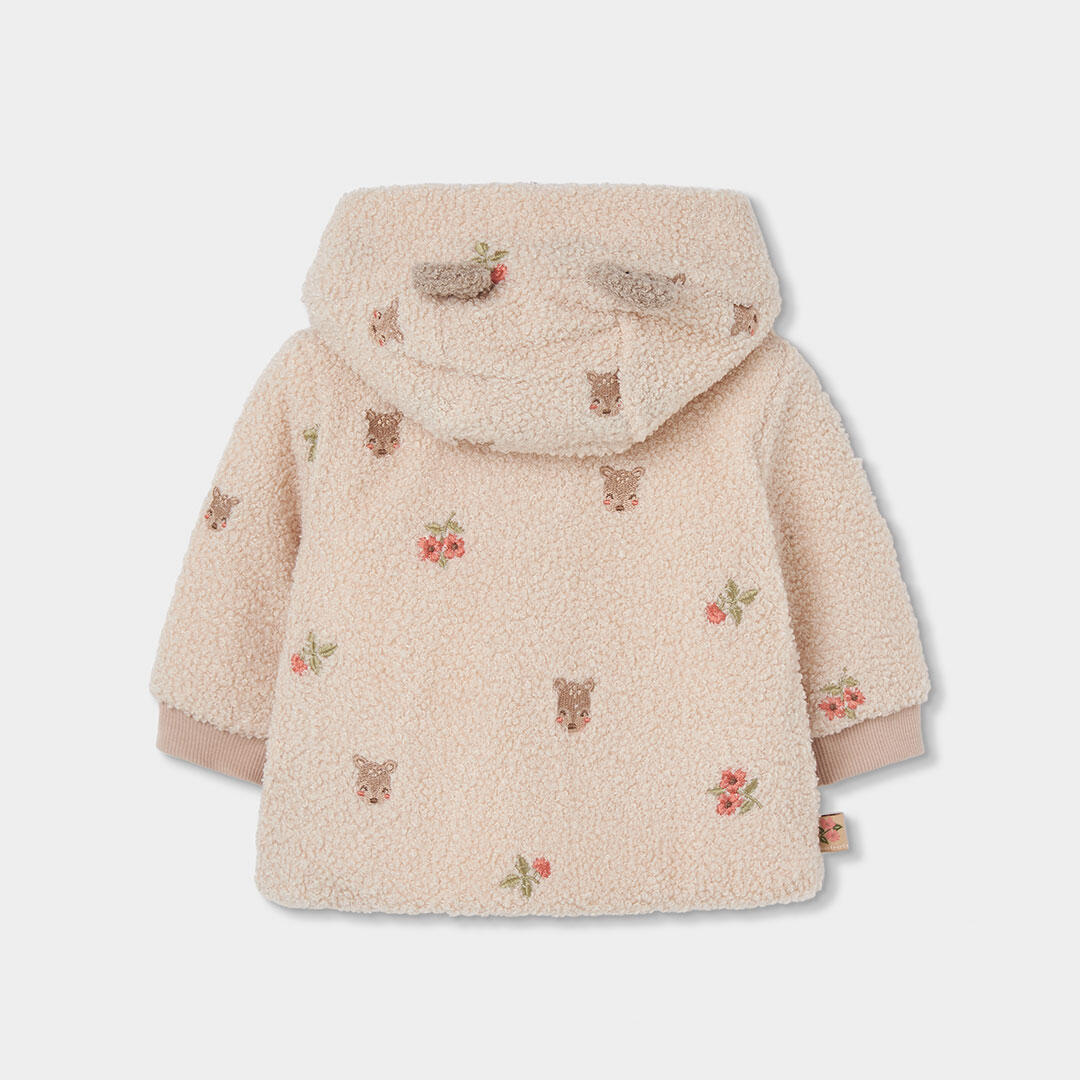 Chaqueta felpa bebé crudo bordado flores 2/4