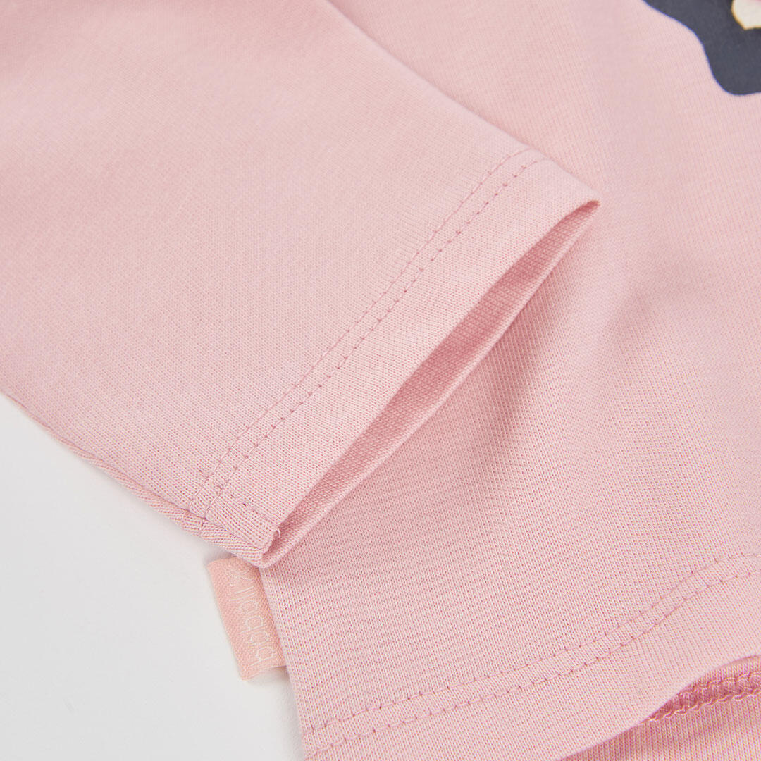 Camiseta punto niña rosa estampado flores 4/4
