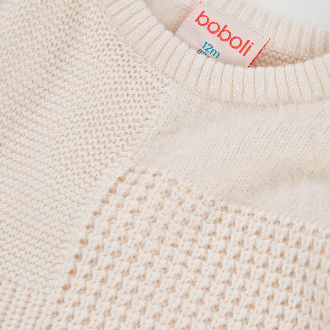 Jersey blanco niña combinado patchwork 3/4
