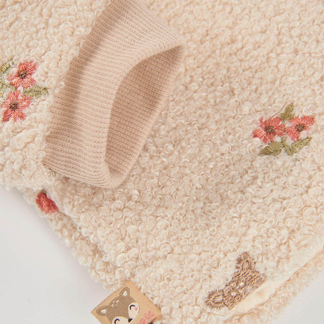 Chaqueta felpa bebé crudo bordado flores 4/4