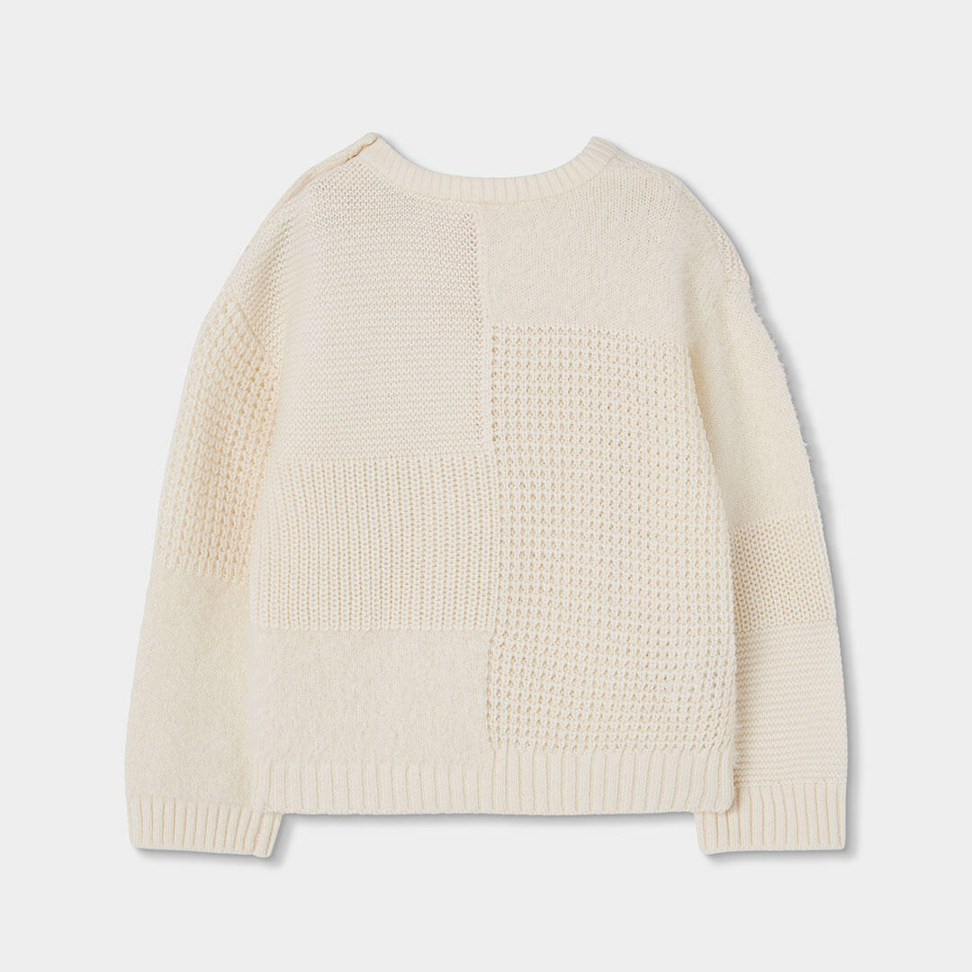 Jersey blanco niña combinado patchwork 2/4