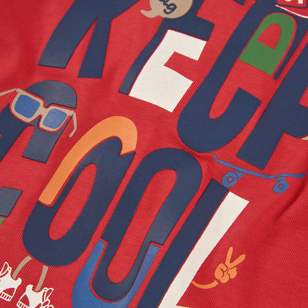 Camiseta punto niño granate estampado Keep Cool 3/4